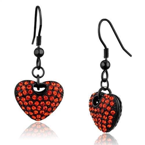 TK2790 - IP Black(Ion Plating) Stainless Steel Earrings with Top Grade Crystal  in Orange - Alamode