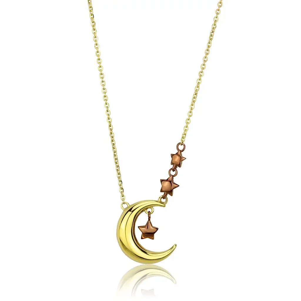 TK2796 - IP Gold & IP Light Brown (IP Light coffee) Stainless Steel Necklace with No Stone - Alamode - Flyclothing LLC