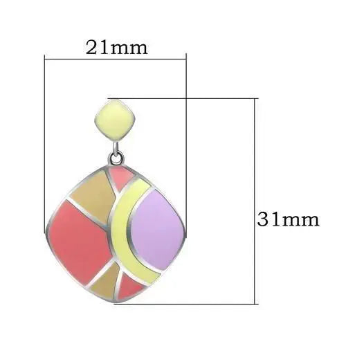 TK279 - High polished (no plating) Stainless Steel Earrings with Epoxy in No Stone - Alamode - Flyclothing LLC
