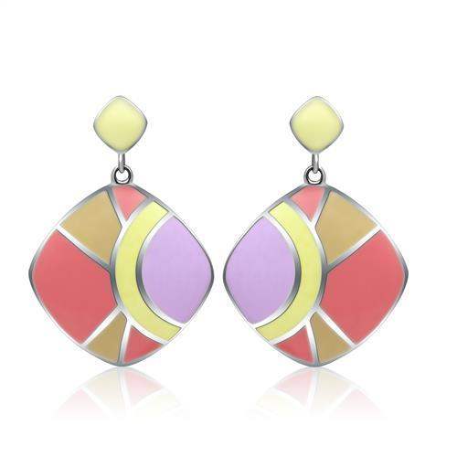 TK279 - High polished (no plating) Stainless Steel Earrings with Epoxy in No Stone - Alamode - Flyclothing LLC
