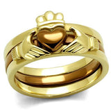 TK2801 - IP Gold & IP Light Brown (IP Light coffee) Stainless Steel Ring with No Stone - Alamode