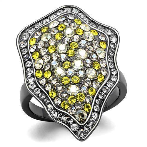 TK2805 - IP Light Black (IP Gun) Stainless Steel Ring with Top Grade Crystal in Multi Color - Alamode - Flyclothing LLC