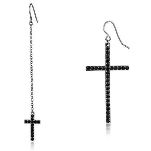 TK2816 - IP Light Black (IP Gun) Stainless Steel Earrings with Top Grade Crystal in Jet - Alamode - Flyclothing LLC