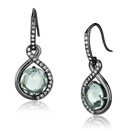 TK2821 - IP Light Black (IP Gun) Stainless Steel Earrings with Semi-Precious Amethyst Crystal in Emerald - Alamode - Flyclothing LLC