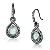 TK2821 - IP Light Black  (IP Gun) Stainless Steel Earrings with Semi-Precious Amethyst Crystal in Emerald - Alamode