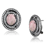 TK2822 - IP Light Black  (IP Gun) Stainless Steel Earrings with Semi-Precious Coral in Light Rose - Alamode