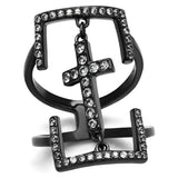 TK2826 - IP Light Black (IP Gun) Stainless Steel Ring with AAA Grade CZ in Clear - Alamode - Flyclothing LLC