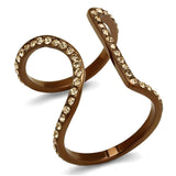 TK2828 - IP Coffee light Stainless Steel Ring with Top Grade Crystal  in Light Peach - Alamode