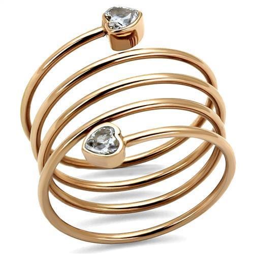 TK2836 - IP Rose Gold(Ion Plating) Stainless Steel Ring with AAA Grade CZ  in Clear - Alamode