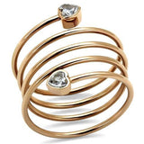 TK2836 - IP Rose Gold(Ion Plating) Stainless Steel Ring with AAA Grade CZ  in Clear - Alamode
