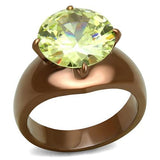 TK2839 - IP Coffee light Stainless Steel Ring with AAA Grade CZ  in Apple Green color - Alamode