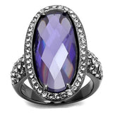 TK2840 - IP Light Black  (IP Gun) Stainless Steel Ring with AAA Grade CZ  in Tanzanite - Alamode