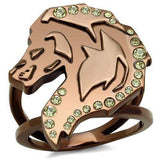 TK2842 - IP Coffee light Stainless Steel Ring with Top Grade Crystal in Citrine Yellow - Alamode - Flyclothing LLC