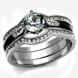 TK2843 - High polished (no plating) Stainless Steel Ring with Top Grade Crystal in Clear - Alamode - Flyclothing LLC