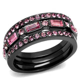 TK2844 - IP Light Black  (IP Gun) Stainless Steel Ring with Top Grade Crystal  in Multi Color - Alamode