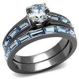 TK2845 - IP Light Black (IP Gun) Stainless Steel Ring with AAA Grade CZ in Clear - Alamode - Flyclothing LLC