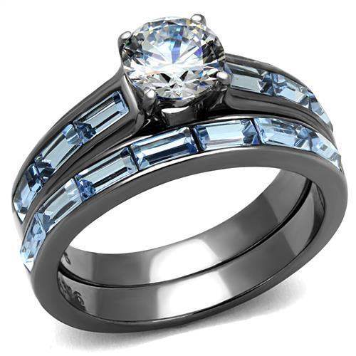 TK2845 - IP Light Black (IP Gun) Stainless Steel Ring with AAA Grade CZ in Clear - Alamode - Flyclothing LLC