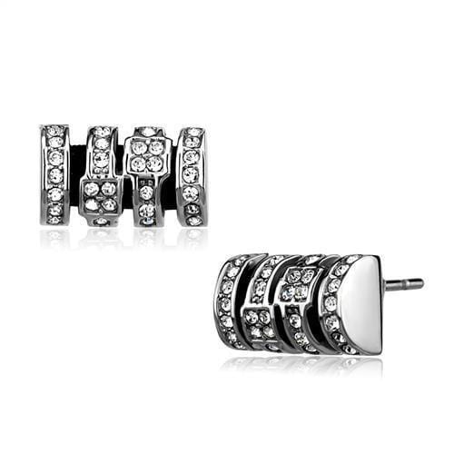 TK2849 - High polished (no plating) Stainless Steel Earrings with Top Grade Crystal  in Clear - Alamode