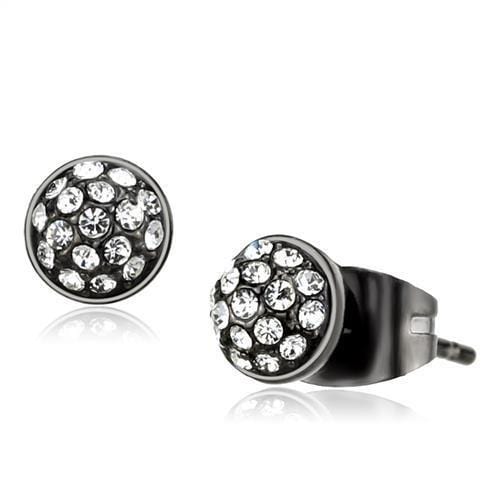 TK2854 - IP Light Black  (IP Gun) Stainless Steel Earrings with Top Grade Crystal  in Clear - Alamode
