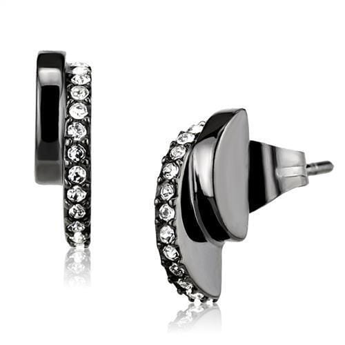 TK2855 - IP Light Black  (IP Gun) Stainless Steel Earrings with Top Grade Crystal  in Clear - Alamode