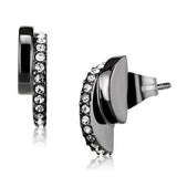 TK2855 - IP Light Black  (IP Gun) Stainless Steel Earrings with Top Grade Crystal  in Clear - Alamode