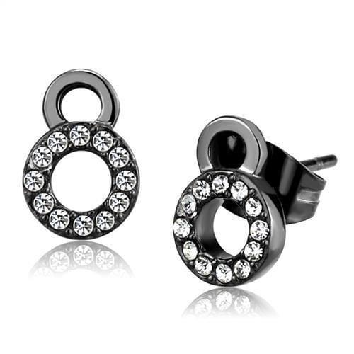 TK2856 - IP Light Black  (IP Gun) Stainless Steel Earrings with Top Grade Crystal  in Clear - Alamode