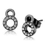 TK2856 - IP Light Black  (IP Gun) Stainless Steel Earrings with Top Grade Crystal  in Clear - Alamode