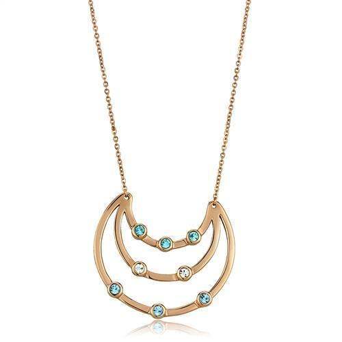 TK2857 - IP Rose Gold(Ion Plating) Stainless Steel Necklace with Top Grade Crystal in Multi Color - Alamode - Flyclothing LLC