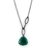 TK2858 - IP Light Black  (IP Gun) Stainless Steel Necklace with Synthetic Synthetic Glass in Blue Zircon - Alamode