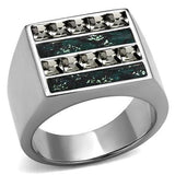 TK2861 - High polished (no plating) Stainless Steel Ring with Leather  in Assorted - Alamode