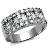 TK2866 - High polished (no plating) Stainless Steel Ring with AAA Grade CZ  in Clear - Alamode