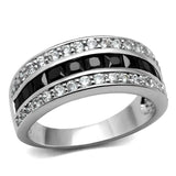 TK2872 - High polished (no plating) Stainless Steel Ring with AAA Grade CZ in Black Diamond - Alamode - Flyclothing LLC