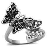 TK2874 - High polished (no plating) Stainless Steel Ring with AAA Grade CZ  in Clear - Alamode
