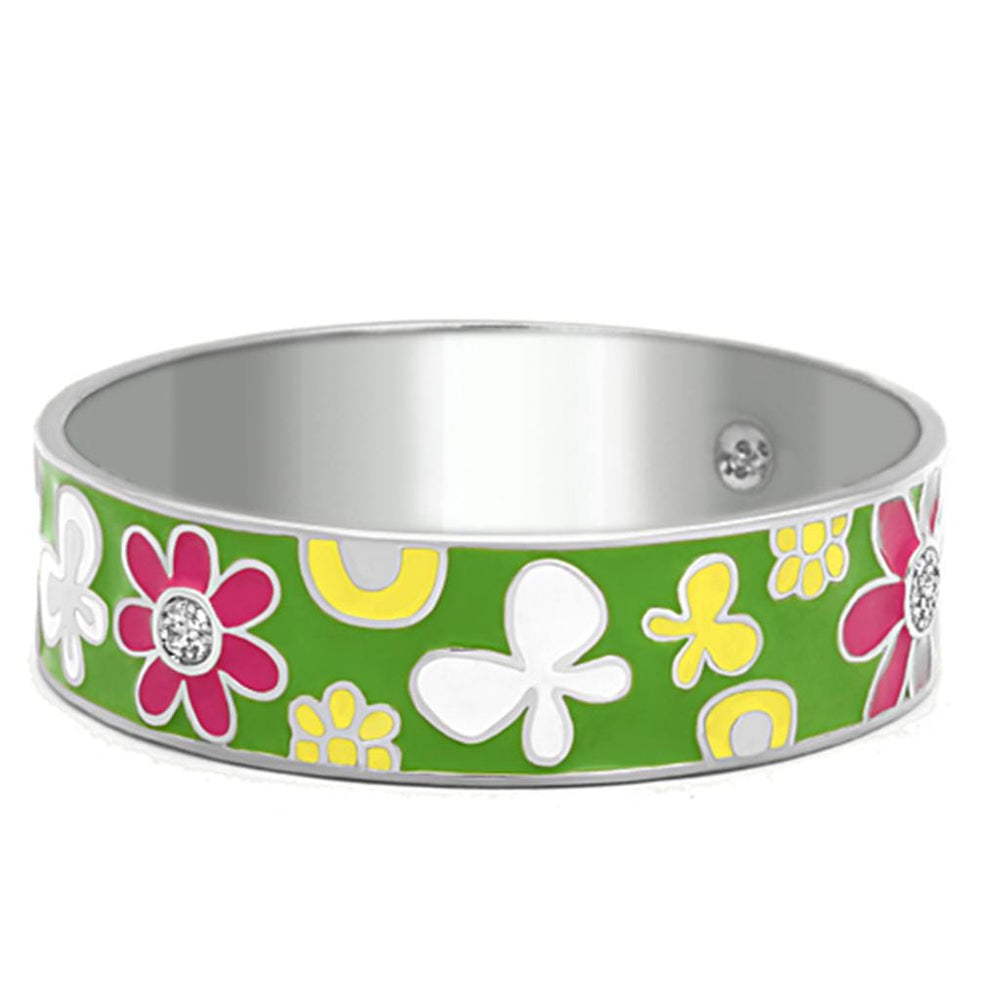 TK287 - High polished (no plating) Stainless Steel Bangle with Epoxy  in Multi Color - Alamode