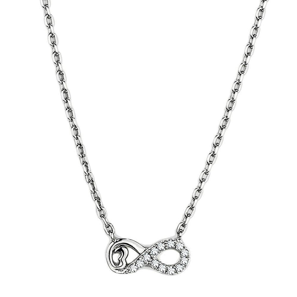 TK2885 - High polished (no plating) Stainless Steel Necklace with AAA Grade CZ  in Clear - Alamode