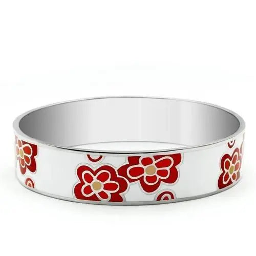 TK288 - High polished (no plating) Stainless Steel Bangle with Epoxy in No Stone - Alamode - Flyclothing LLC