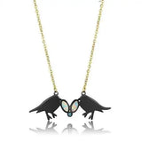 TK2895 - IP Gold+ IP Black (Ion Plating) Stainless Steel Necklace with Semi-Precious Opal in Aurora Borealis (Rainbow Effect) - Alamode - Flyclothing LLC