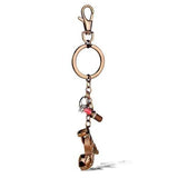 TK2896 - Two Tone IP Light Brown (IP Light coffee) Stainless Steel Key Ring with AAA Grade CZ  in Clear