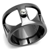 TK2898 - IP Light Black (IP Gun) Stainless Steel Ring with Top Grade Crystal in Clear - Alamode - Flyclothing LLC