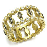 TK2907 - IP Gold(Ion Plating) Stainless Steel Ring with Top Grade Crystal in Black Diamond - Alamode - Flyclothing LLC