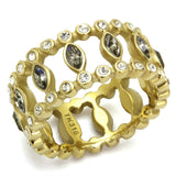 TK2907 - IP Gold(Ion Plating) Stainless Steel Ring with Top Grade Crystal  in Black Diamond