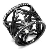 TK2909 - IP Light Black (IP Gun) Stainless Steel Ring with Top Grade Crystal in Clear - Alamode - Flyclothing LLC