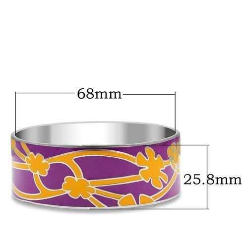 TK290 - High polished (no plating) Stainless Steel Bangle with Epoxy in No Stone - Alamode - Flyclothing LLC