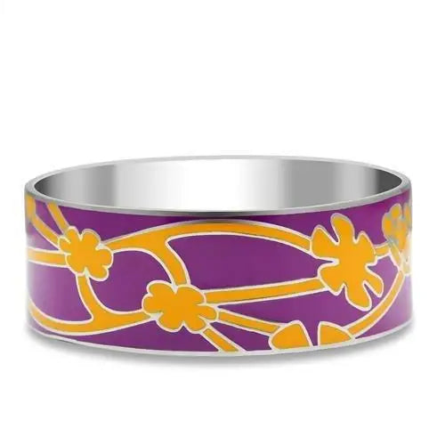 TK290 - High polished (no plating) Stainless Steel Bangle with Epoxy in No Stone - Alamode - Flyclothing LLC