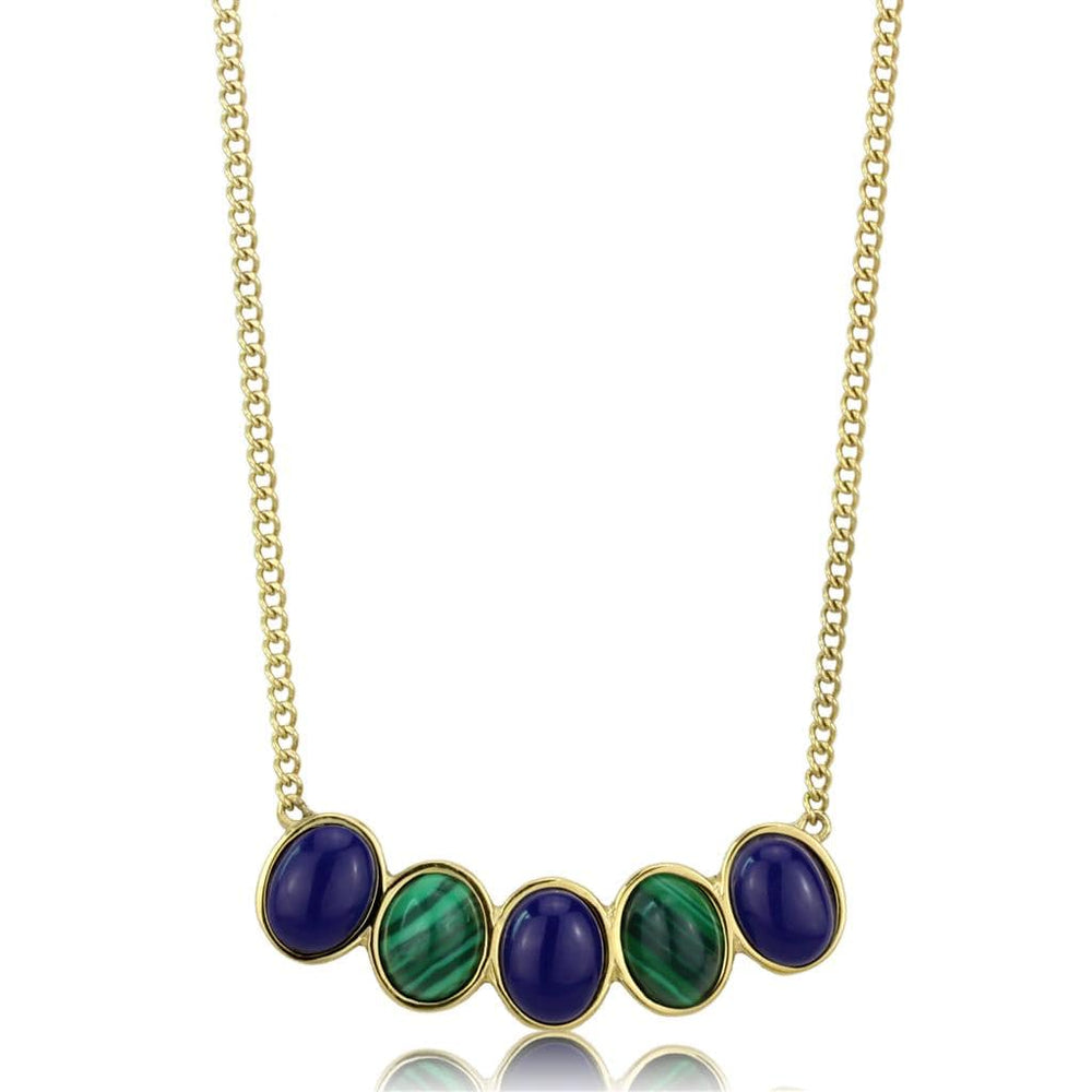 TK2911 - IP Gold(Ion Plating) Stainless Steel Necklace with Precious Stone Lapis in Montana - Alamode