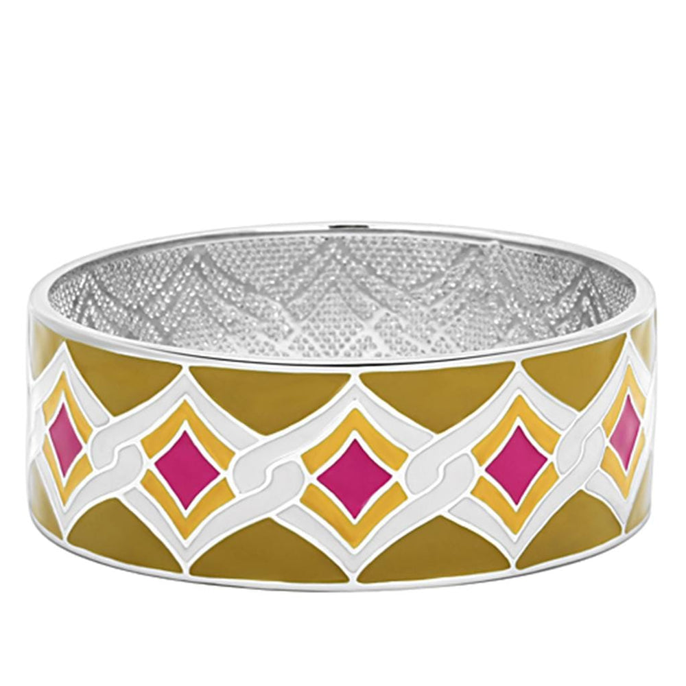 TK291 - High polished (no plating) Stainless Steel Bangle with Epoxy  in Multi Color - Alamode