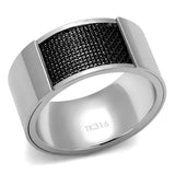 TK2923 - High polished (no plating) Stainless Steel Ring with Epoxy in Jet - Alamode - Flyclothing LLC