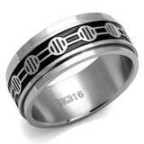 TK2924 - High polished (no plating) Stainless Steel Ring with Epoxy  in Jet - Alamode