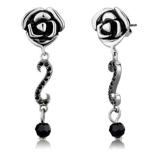 TK2951 - High polished (no plating) Stainless Steel Earrings with Top Grade Crystal  in Jet - Alamode
