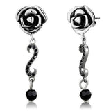 TK2951 - High polished (no plating) Stainless Steel Earrings with Top Grade Crystal  in Jet - Alamode